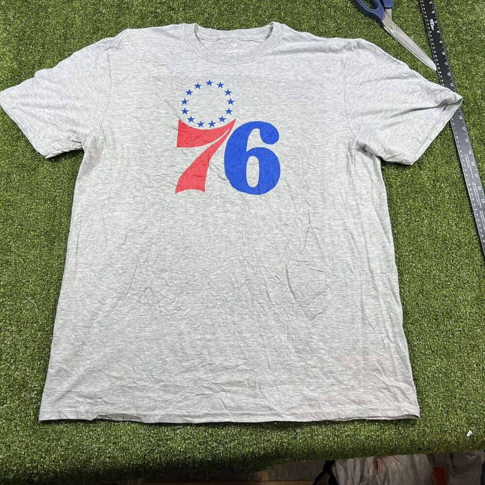 Philadelphia 76ers Fanatics Short Sleeve Logo T-Shirt Men's XL Grey Sixers NWOT